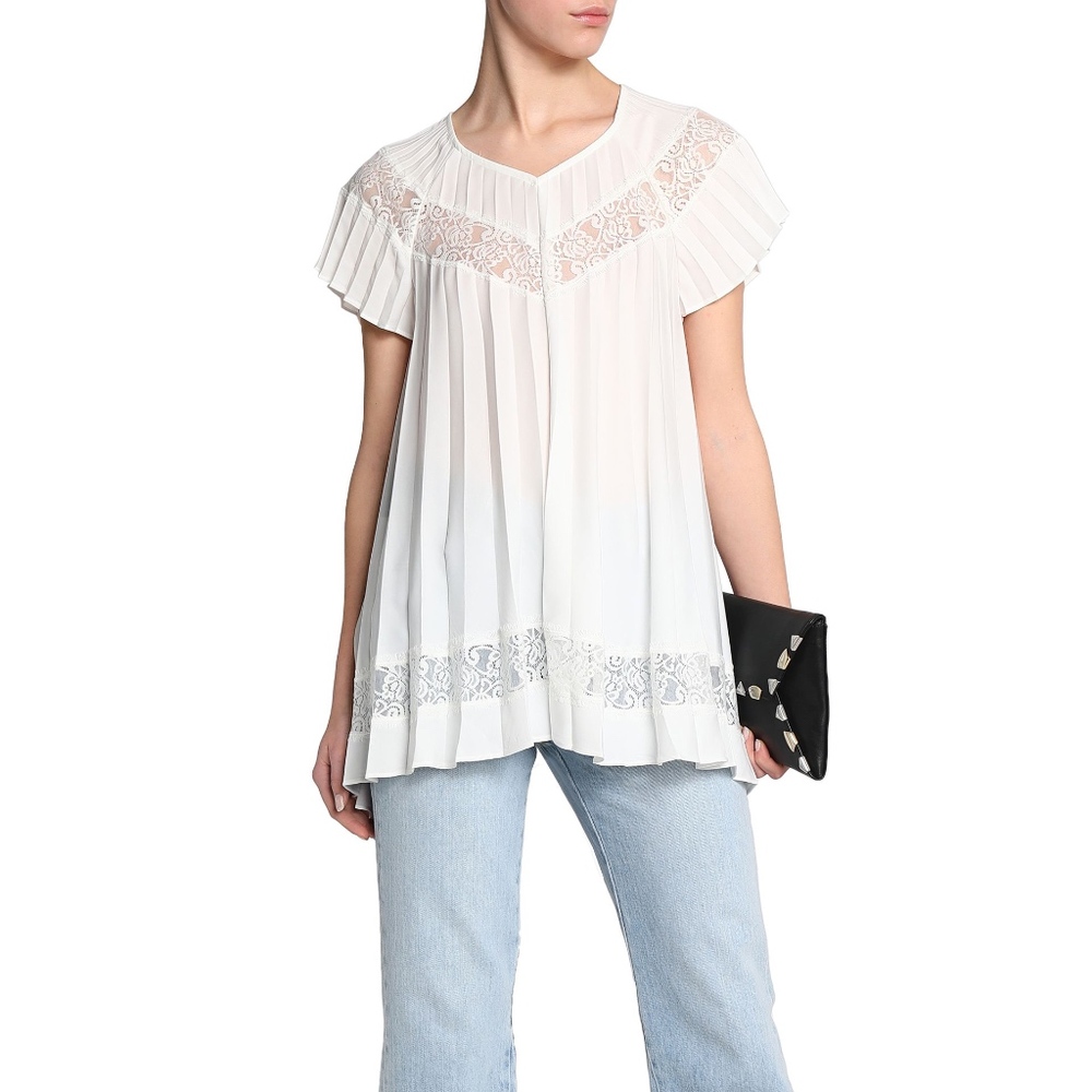 Zimmermann Pleated Lace Inset Top, Sz 1 (US 4), NW